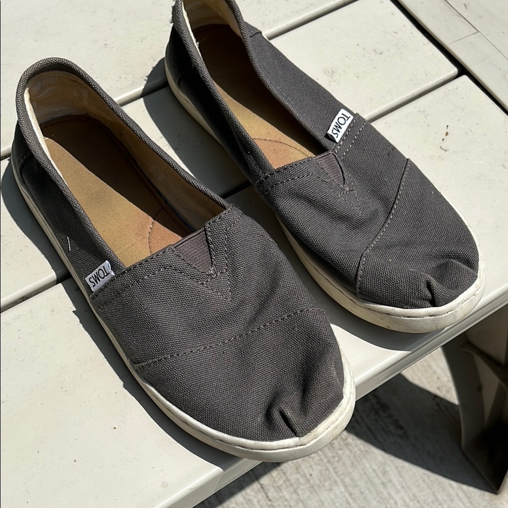 Toms Gray Canvas Slip-On Loafers